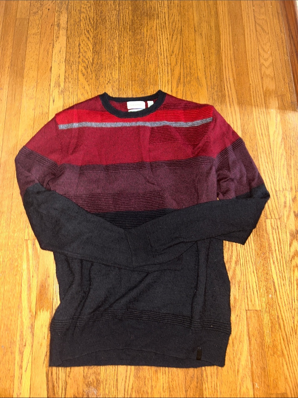 Calvin Klein Crewneck Sweater in Red, Burgundy and Black